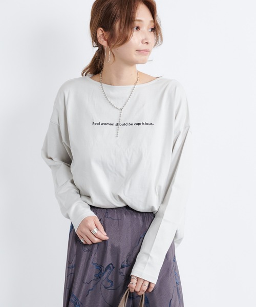 DouDou（ドゥドゥ）の「ロゴT（Tシャツ/カットソー・レディース・チャコールグレー/ベージュ/オフホワイト・FREE）」の19枚目の写真