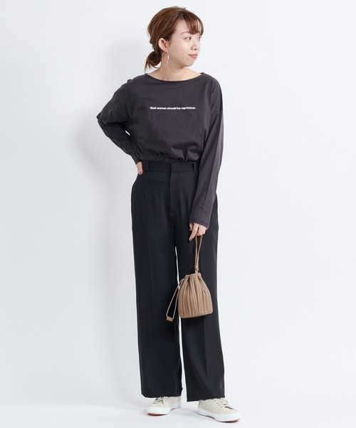 DouDou（ドゥドゥ）の「ロゴT（Tシャツ/カットソー・レディース・チャコールグレー/ベージュ/オフホワイト・FREE）」の20枚目の写真