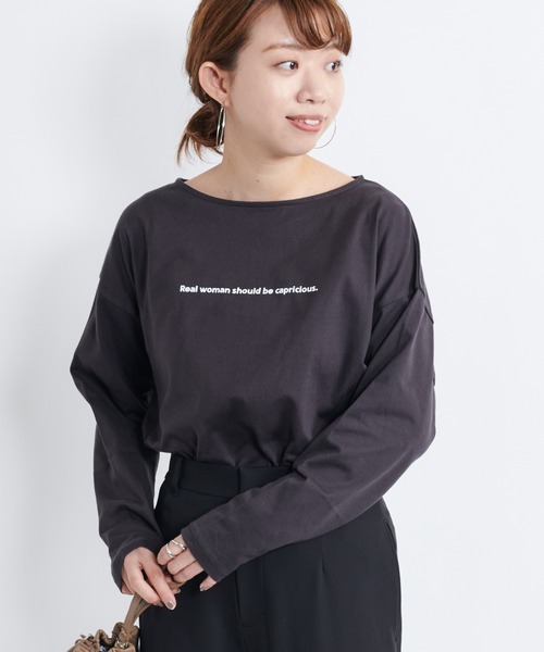 DouDou（ドゥドゥ）の「ロゴT（Tシャツ/カットソー・レディース・チャコールグレー/ベージュ/オフホワイト・FREE）」の21枚目の写真