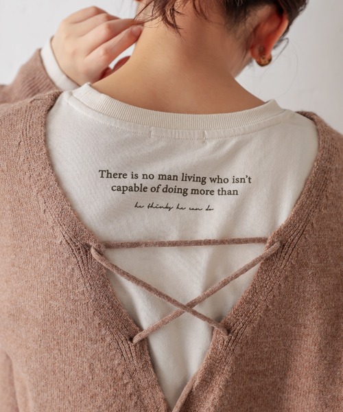 natural couture(ナチュラルクチュール)の「重ね着しやすいシャツテールロゴT Lサイズ(Tシャツ/カットソー・レディース・ブラック/ベージュ/アイボリー・LARGE)」の8枚目の写真