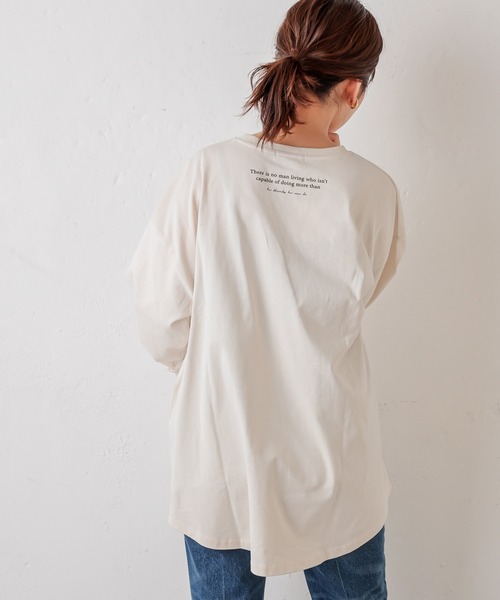 natural couture(ナチュラルクチュール)の「重ね着しやすいシャツテールロゴT Lサイズ(Tシャツ/カットソー・レディース・ブラック/ベージュ/アイボリー・LARGE)」の7枚目の写真
