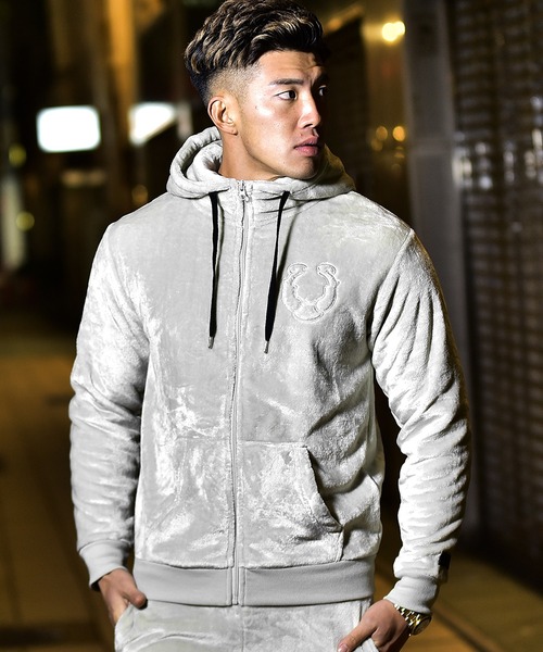 SOMEDIFF】モコモコフリース素材ジップパーカー+ジョガーパンツ