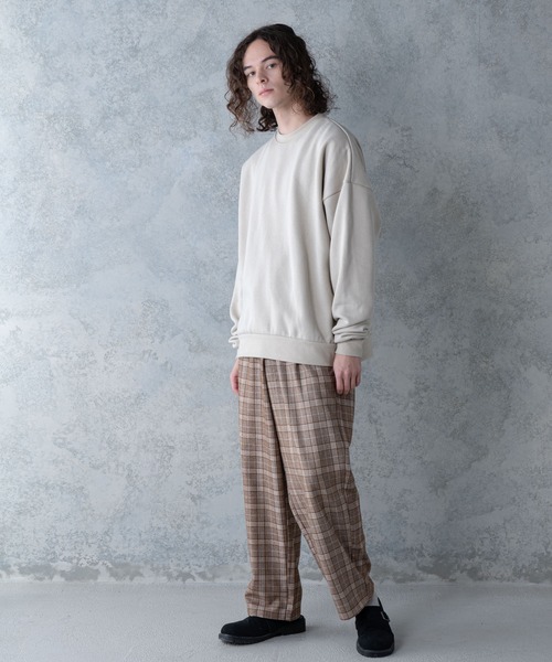 UNIIT(ユニット)の「【UNIIT】ワイドチェックパンツ ワイドシルエット チェック柄 ウエスト紐仕様(その他パンツ・メンズ・チャコールグレー/ブラック/ベージュ・MEDIUM/LARGE)」の4枚目の写真