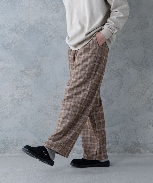 UNIIT(ユニット)の「【UNIIT】ワイドチェックパンツ ワイドシルエット チェック柄 ウエスト紐仕様(その他パンツ・メンズ・チャコールグレー/ブラック/ベージュ・MEDIUM/LARGE)」の14枚目の写真