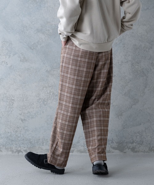UNIIT(ユニット)の「【UNIIT】ワイドチェックパンツ ワイドシルエット チェック柄 ウエスト紐仕様(その他パンツ・メンズ・チャコールグレー/ブラック/ベージュ・MEDIUM/LARGE)」の5枚目の写真