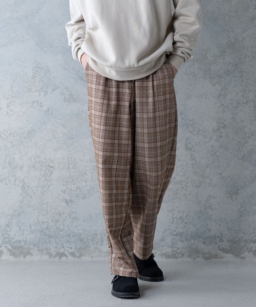 UNIIT(ユニット)の「【UNIIT】ワイドチェックパンツ ワイドシルエット チェック柄 ウエスト紐仕様(その他パンツ・メンズ・チャコールグレー/ブラック/ベージュ・MEDIUM/LARGE)」の10枚目の写真