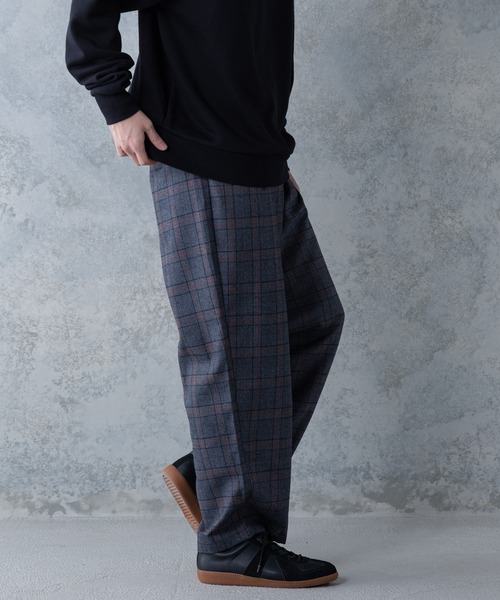 UNIIT(ユニット)の「【UNIIT】ワイドチェックパンツ ワイドシルエット チェック柄 ウエスト紐仕様(その他パンツ・メンズ・チャコールグレー/ブラック/ベージュ・MEDIUM/LARGE)」の8枚目の写真