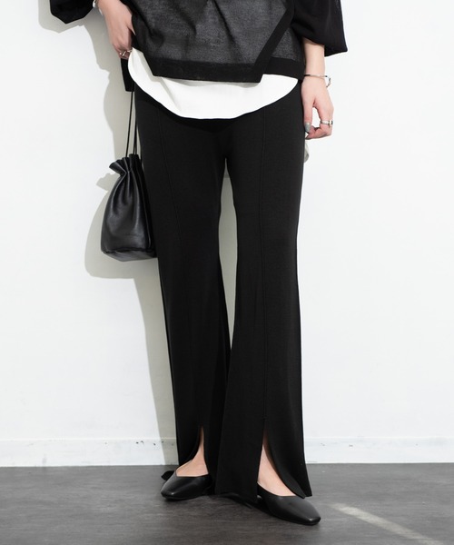 Aunt Marie's（アントマリーズ）の「センターラインシアーニットパンツ / AUNT MARIE'S（その他パンツ・レディース・ライトパープル/ブラック/ライトグリーン/ベージュ・SMALL/FREE）」の2枚目の写真