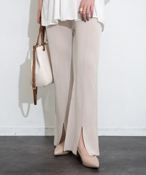 Aunt Marie's（アントマリーズ）の「センターラインシアーニットパンツ / AUNT MARIE'S（その他パンツ・レディース・ライトパープル/ブラック/ライトグリーン/ベージュ・SMALL/FREE）」の14枚目の写真