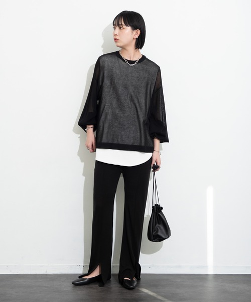 Aunt Marie's（アントマリーズ）の「センターラインシアーニットパンツ / AUNT MARIE'S（その他パンツ・レディース・ライトパープル/ブラック/ライトグリーン/ベージュ・SMALL/FREE）」の20枚目の写真