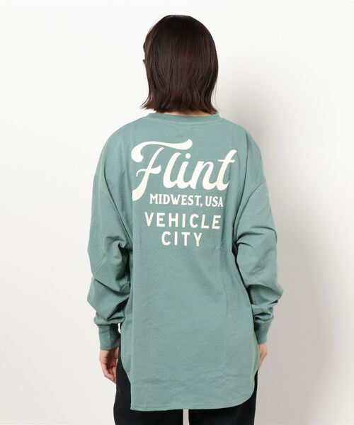 RAG MACHINE（ラグマシーン）の「【RAG MACHINE】バックロゴロンＴ（Tシャツ/カットソー・レディース・オフホワイト/ベージュ/グリーン・L/M）」の3枚目の写真