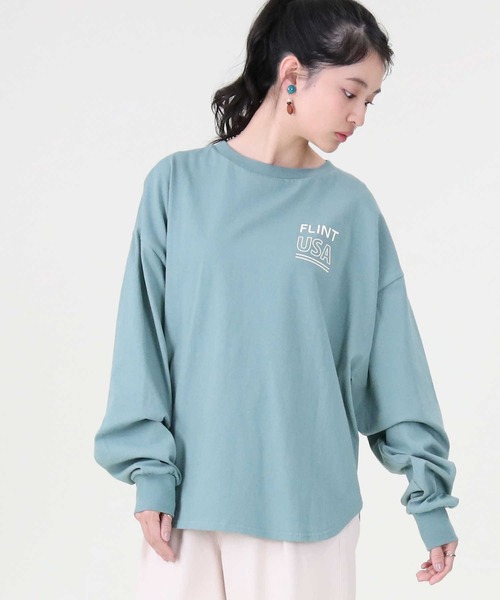 RAG MACHINE（ラグマシーン）の「【RAG MACHINE】バックロゴロンＴ（Tシャツ/カットソー・レディース・オフホワイト/ベージュ/グリーン・L/M）」の10枚目の写真