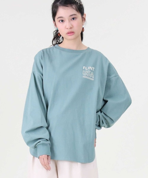 RAG MACHINE（ラグマシーン）の「【RAG MACHINE】バックロゴロンＴ（Tシャツ/カットソー・レディース・オフホワイト/ベージュ/グリーン・L/M）」の12枚目の写真