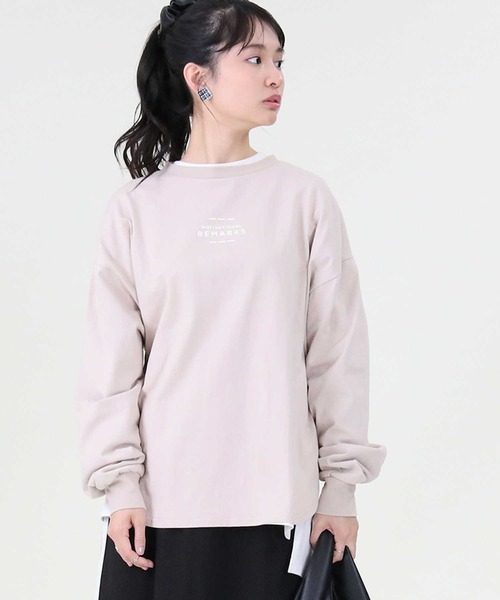 RAG MACHINE（ラグマシーン）の「【RAG MACHINE】バックロゴロンＴ（Tシャツ/カットソー・レディース・オフホワイト/ベージュ/グリーン・L/M）」の5枚目の写真