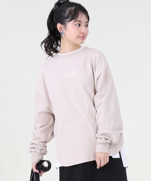 RAG MACHINE（ラグマシーン）の「【RAG MACHINE】バックロゴロンＴ（Tシャツ/カットソー・レディース・オフホワイト/ベージュ/グリーン・L/M）」の6枚目の写真