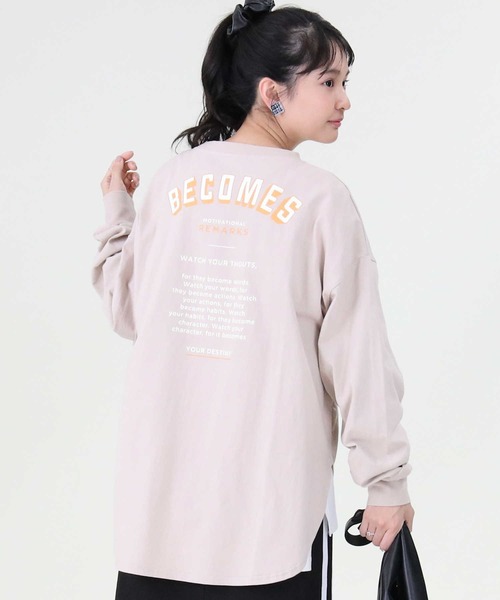 RAG MACHINE（ラグマシーン）の「【RAG MACHINE】バックロゴロンＴ（Tシャツ/カットソー・レディース・オフホワイト/ベージュ/グリーン・L/M）」の8枚目の写真