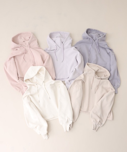 one after another NICE CLAUP(ワンアフターアナザーナイスクラップ)の「パステルショートパーカー(Tシャツ/カットソー・レディース・ベージュ/ピンク/ラベンダー/サックスブルー/オフホワイト・FREE)」の9枚目の写真
