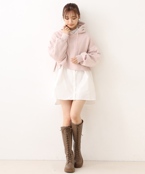 one after another NICE CLAUP(ワンアフターアナザーナイスクラップ)の「パステルショートパーカー(Tシャツ/カットソー・レディース・ベージュ/ピンク/ラベンダー/サックスブルー/オフホワイト・FREE)」の15枚目の写真