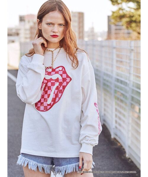 jouetie（ジュエティ）の「The Rolling Stones コラボロンT（Tシャツ/カットソー・レディース・ブラック/レッド/オフホワイト・MEDIUM）」の2枚目の写真