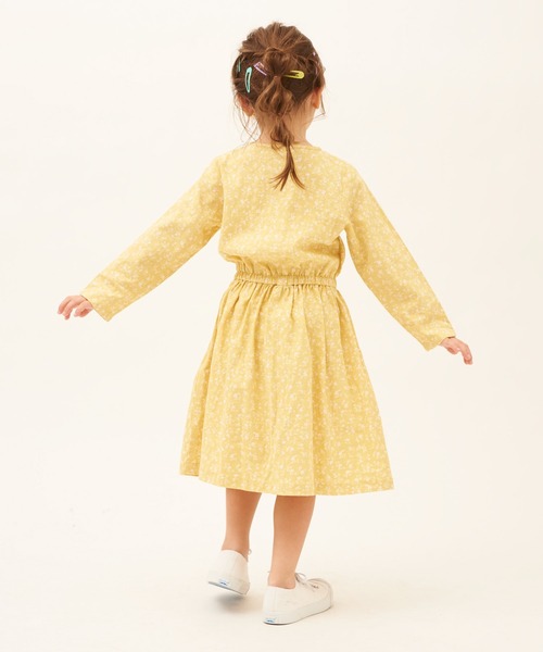 RUGGEDWORKS(ラゲッドワークス)の「【親子・姉妹お揃い】麻混 前開き花柄ワンピース(ワンピース・キッズ・ライトグリーン/イエロー・110/120/140/100/130/90/150)」の6枚目の写真