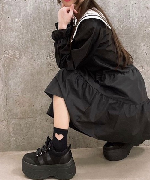 WEGO（ウィゴー）の「WEGO/リボン厚底スニーカー（スニーカー・レディース・ブラック/ブラック系その他/アイボリー・LARGE/MEDIUM）」の11枚目の写真