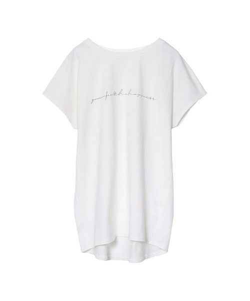 Re:EDIT（リエディ）の「[新デザイン追加][UVカット][接触冷感][紫外線対策][累計販売枚数2.1万枚突破！]選べるフロントロゴorフォトフレンチスリーブTシャツ（Tシャツ/カットソー・レディース・ブラック/オフホワイト/モカ/グレイッシュベージュ/ブラック系その他/ホワイト系その他/ブラック系その他2/ブラック系その他3/ホワイト系その他2/ホワイト系その他3/ホワイト系その他4/ブラック系その他4・MEDIUM/LARGE）」の2枚目の写真