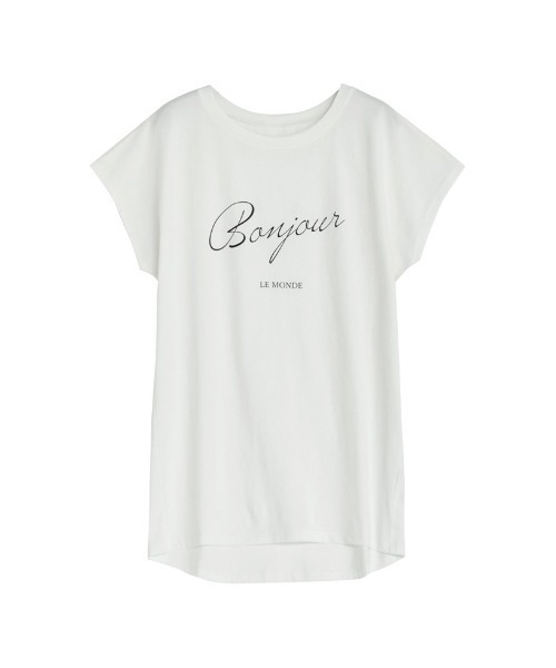 Re:EDIT（リエディ）の「[新デザイン追加][UVカット][接触冷感][紫外線対策][累計販売枚数2.1万枚突破！]選べるフロントロゴorフォトフレンチスリーブTシャツ（Tシャツ/カットソー・レディース・ブラック/オフホワイト/モカ/グレイッシュベージュ/ブラック系その他/ホワイト系その他/ブラック系その他2/ブラック系その他3/ホワイト系その他2/ホワイト系その他3/ホワイト系その他4/ブラック系その他4・MEDIUM/LARGE）」の5枚目の写真