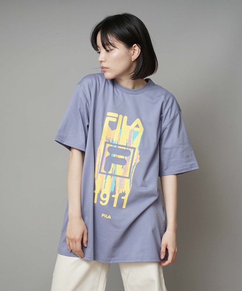 FILA（フィラ）の「【FILA/フィラ】レディースプリント半袖Ｔシャツ（Tシャツ/カットソー・レディース・ホワイト/パープル/オレンジ・MEDIUM/LARGE/X-LARGE）」の3枚目の写真
