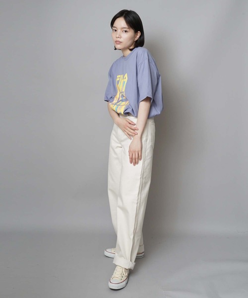 FILA（フィラ）の「【FILA/フィラ】レディースプリント半袖Ｔシャツ（Tシャツ/カットソー・レディース・ホワイト/パープル/オレンジ・MEDIUM/LARGE/X-LARGE）」の7枚目の写真