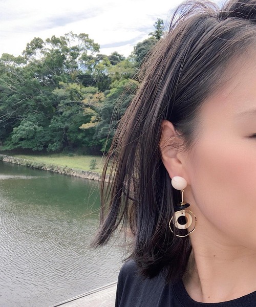 Mignonjour ２連フープ揺れピアス
