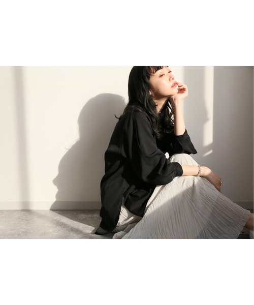 SLOBE IENA(スローブイエナ)の「カットドッキングプルオーバーブラウス【手洗い可能】◆(シャツ/ブラウス・レディース・ブラック/ホワイト・FREE)」の10枚目の写真