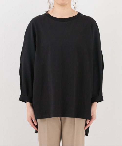 SLOBE IENA(スローブイエナ)の「カットドッキングプルオーバーブラウス【手洗い可能】◆(シャツ/ブラウス・レディース・ブラック/ホワイト・FREE)」の6枚目の写真