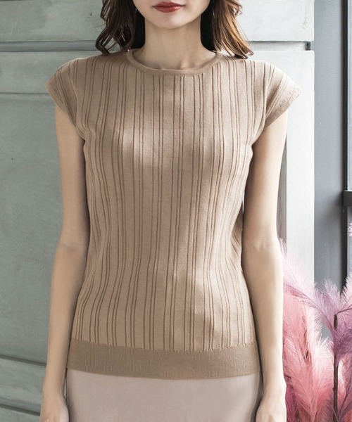 Julia Boutique（ジュリアブティック）の「ランダムリブフレンチスリーブトップス/21000（Tシャツ/カットソー・レディース・ホワイト/モカ/ベージュ/ブラック・ONE）」の17枚目の写真