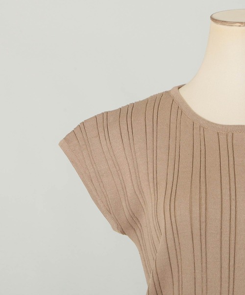 Julia Boutique（ジュリアブティック）の「ランダムリブフレンチスリーブトップス/21000（Tシャツ/カットソー・レディース・ホワイト/モカ/ベージュ/ブラック・ONE）」の8枚目の写真