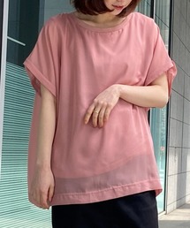 ひんやりインナー付!リブ使いブラウス