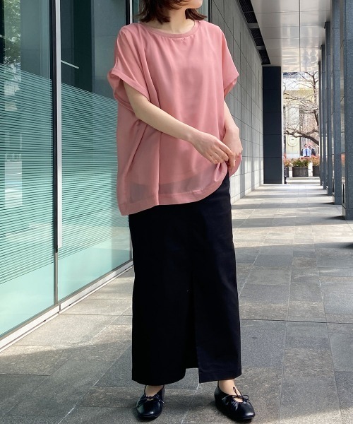 RANAN（ラナン）の「ひんやりインナー付！リブ使いブラウス（シャツ/ブラウス・レディース・ライトグレー/ピンク/ブラック・M/3L/L/LL）」の16枚目の写真