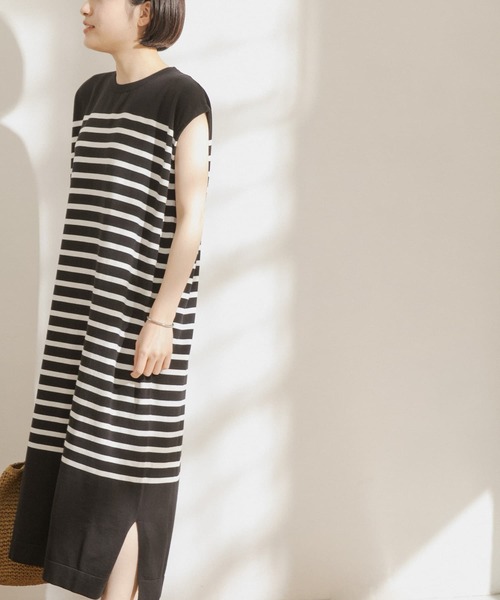 FORK&SPOON(フォークアンドスプーン)の「FORK&SPOON パネルボーダーノースリーブワンピース(ワンピース・レディース・ホワイト系その他/ブルー系その他・ONE)」の2枚目の写真