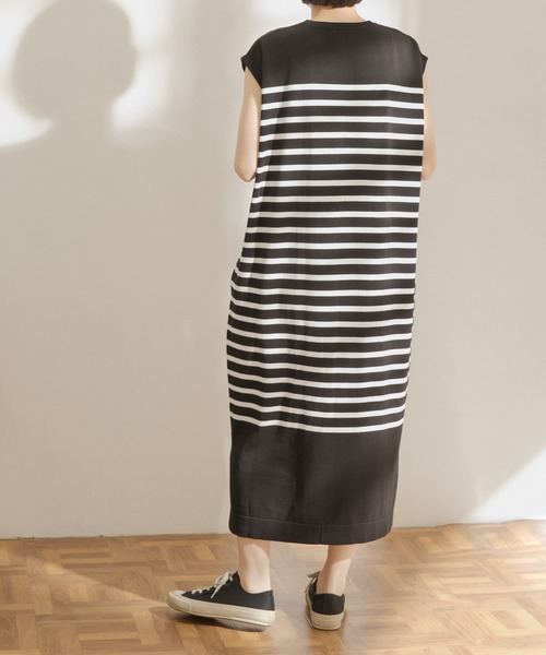 FORK&SPOON(フォークアンドスプーン)の「FORK&SPOON パネルボーダーノースリーブワンピース(ワンピース・レディース・ホワイト系その他/ブルー系その他・ONE)」の6枚目の写真