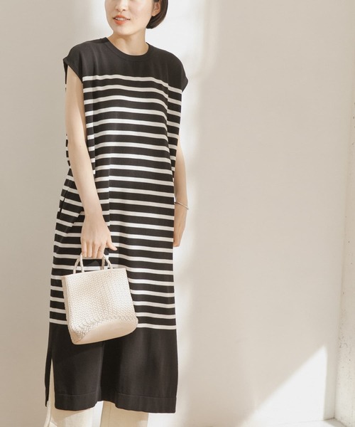 FORK&SPOON(フォークアンドスプーン)の「FORK&SPOON パネルボーダーノースリーブワンピース(ワンピース・レディース・ホワイト系その他/ブルー系その他・ONE)」の8枚目の写真