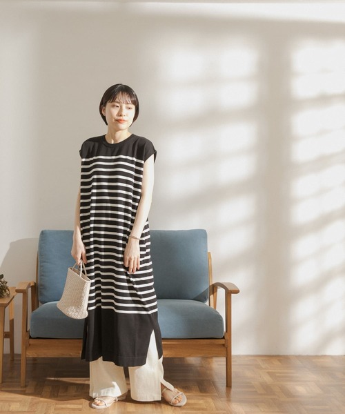 FORK&SPOON(フォークアンドスプーン)の「FORK&SPOON パネルボーダーノースリーブワンピース(ワンピース・レディース・ホワイト系その他/ブルー系その他・ONE)」の14枚目の写真