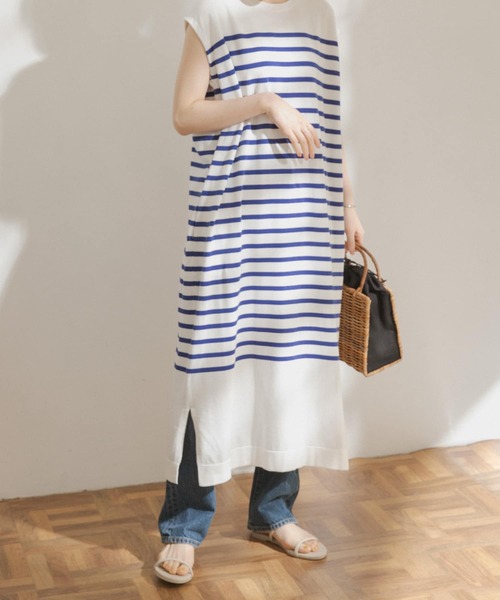 FORK&SPOON(フォークアンドスプーン)の「FORK&SPOON パネルボーダーノースリーブワンピース(ワンピース・レディース・ホワイト系その他/ブルー系その他・ONE)」の16枚目の写真