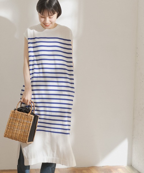 FORK&SPOON(フォークアンドスプーン)の「FORK&SPOON パネルボーダーノースリーブワンピース(ワンピース・レディース・ホワイト系その他/ブルー系その他・ONE)」の18枚目の写真