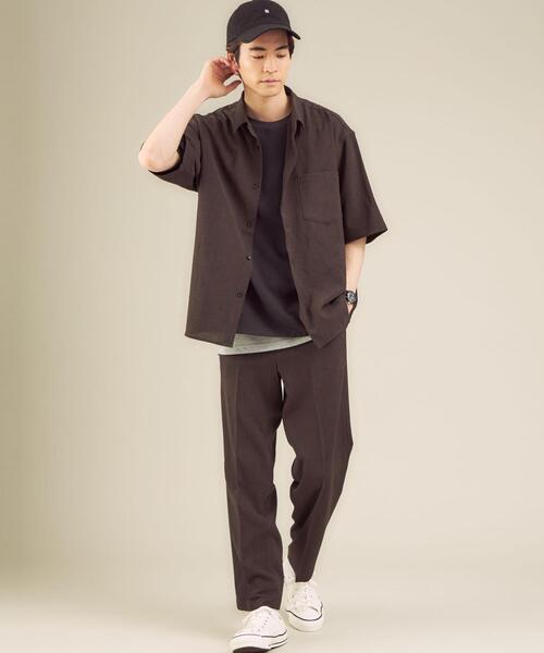 green label relaxing（グリーンレーベルリラクシング）の「＜ 機能 / ストレッチ・防シワ ＞ CM リネンライク ドビー クリース ストレート パンツ（その他パンツ・メンズ・ダークブラウン/ベージュ/コバルトブルー・SMALL/MEDIUM/LARGE/X-LARGE）」の8枚目の写真