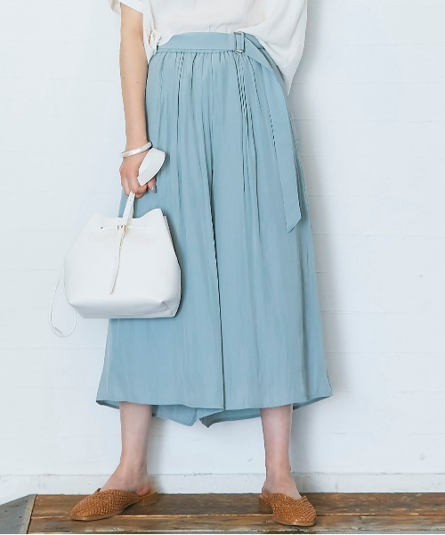 12Twelve Agenda（トゥエルブ　アジェンダ）の「パウダーサテンベルト付ワイドパンツ（その他パンツ・レディース・チャコールグレー/グレイッシュベージュ/ミント/ブラウン・M）」の5枚目の写真