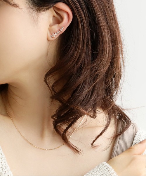 ブルームーンストーン6パーツピアスカフ K10