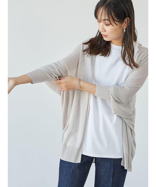 Green Parks(グリーンパークス)の「接触冷感 ドルマンカーデ*(カーディガン/ボレロ・レディース・ライトグレー/ブラック/オフホワイト/ライトベージュ・FREE)」の7枚目の写真
