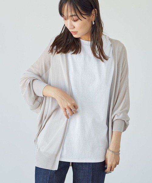 Green Parks(グリーンパークス)の「接触冷感 ドルマンカーデ*(カーディガン/ボレロ・レディース・ライトグレー/ブラック/オフホワイト/ライトベージュ・FREE)」の3枚目の写真