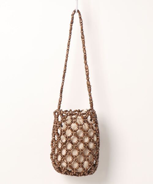 Samansa Mos2（サマンサ モスモス）の「ウッドビーズバッグ（ショルダーバッグ・レディース・オフホワイト/ブラウン・ﾌﾘ-）」の2枚目の写真