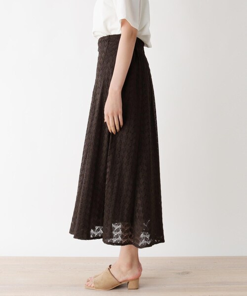 pink adobe（ピンクアドベ）の「◆【M-L】ダイヤ柄ニットレーススカート（スカート・レディース・チャコールグレー/ライトグリーン/アイボリー・40/38）」の5枚目の写真