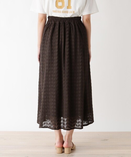 pink adobe（ピンクアドベ）の「◆【M-L】ダイヤ柄ニットレーススカート（スカート・レディース・チャコールグレー/ライトグリーン/アイボリー・40/38）」の6枚目の写真